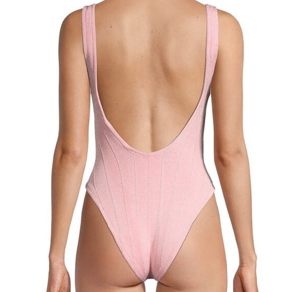 HUNZA G Nile One-Piece Swimsuit - Metallic Dusty Pink - Picture 4 of 6